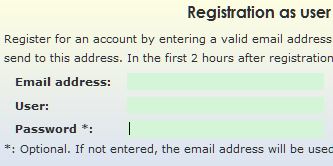 Dialog to create an account